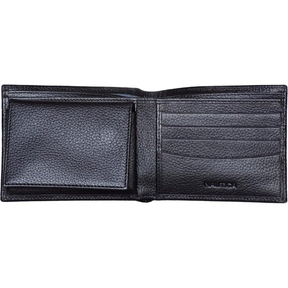 Nautica Men's Bifold Leather Wallet Black RFID Blocking ID Window Card Slots - Picture 2 of 6